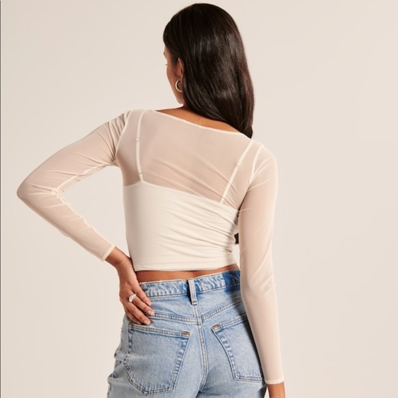 Long-Sleeve Mesh Corset Top - Picture 4 of 7